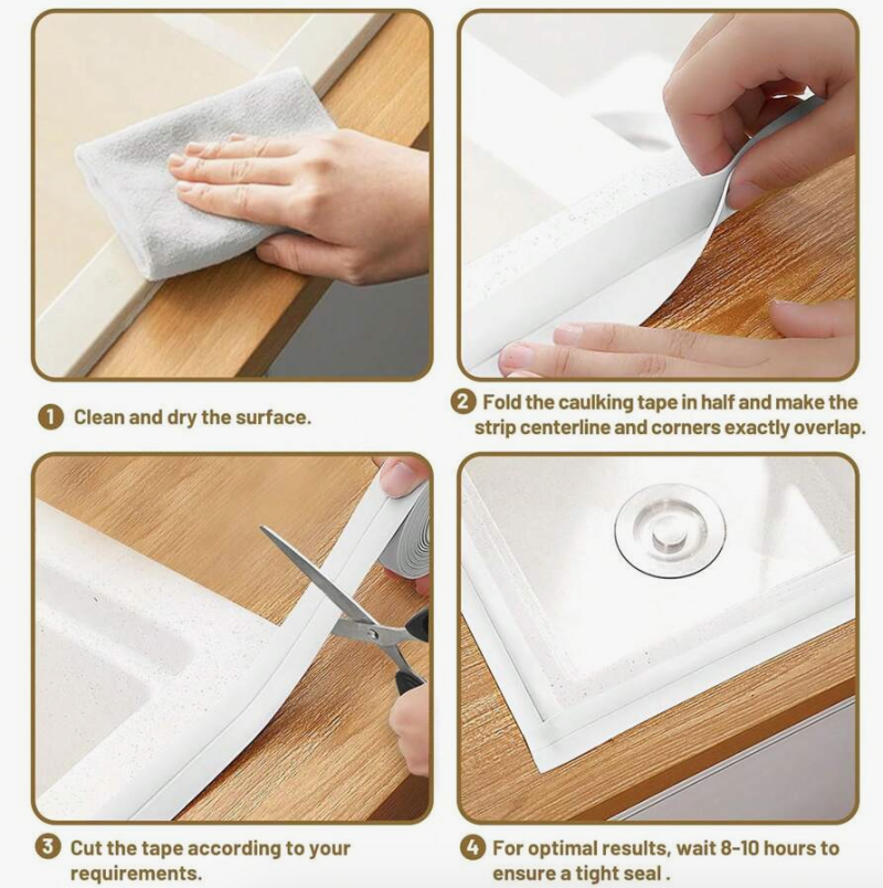 1 Pc White Waterproof Floor Seal Sticker – PVC Self-Adhesive Caulk Tape Roll for Kitchen, Bathroom, Bathtub, Sink, and Wall Edges - Image 5